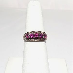 Moissanite Rubellite Tourmaline ring in 925 SS